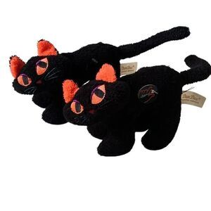Vintage lot 1990s meowing Dan Dee black cat plushes Halloween plush toys Vtg
